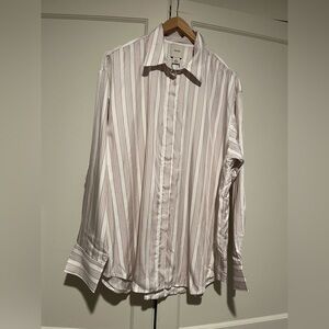 Women’s Calvin Klein Relaxed Viscose Silky Striped Button Down Shirt